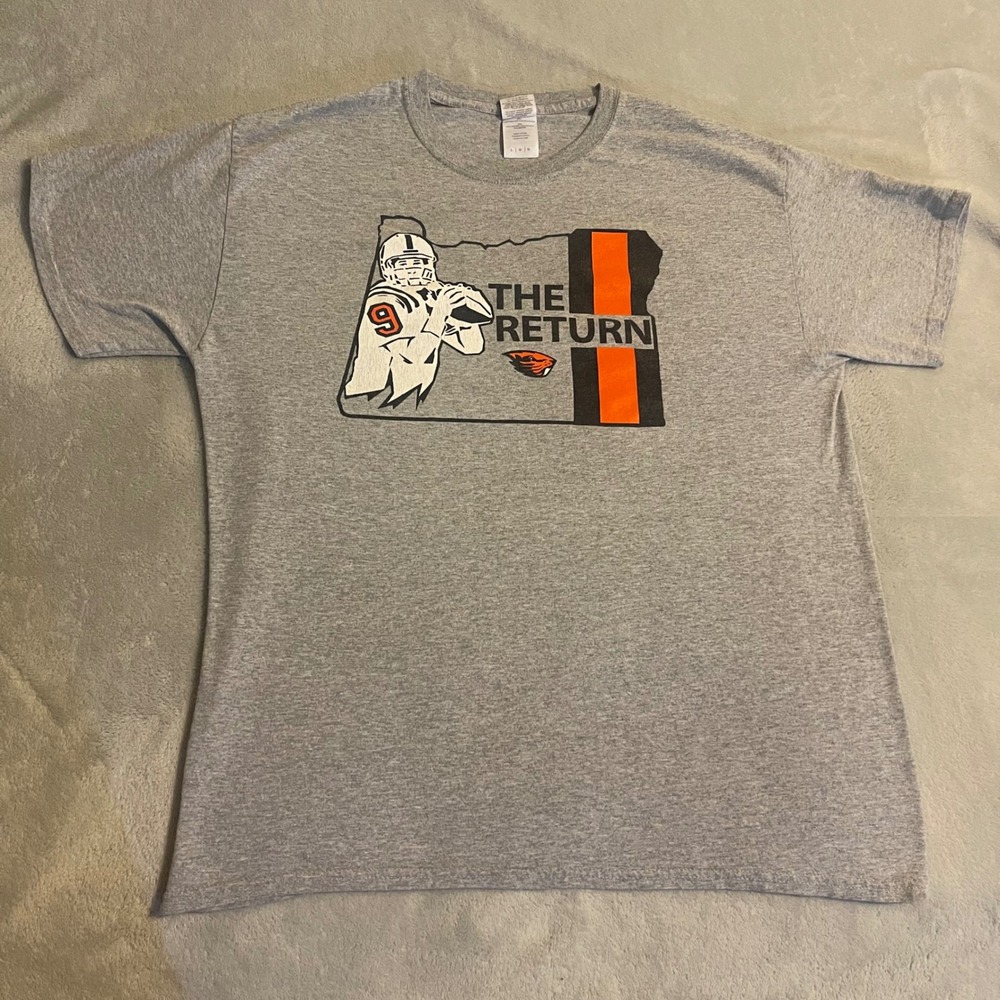 Oregon State Beavers Football‎ The Return Graphic T Shirt Mens Large Gray Casual